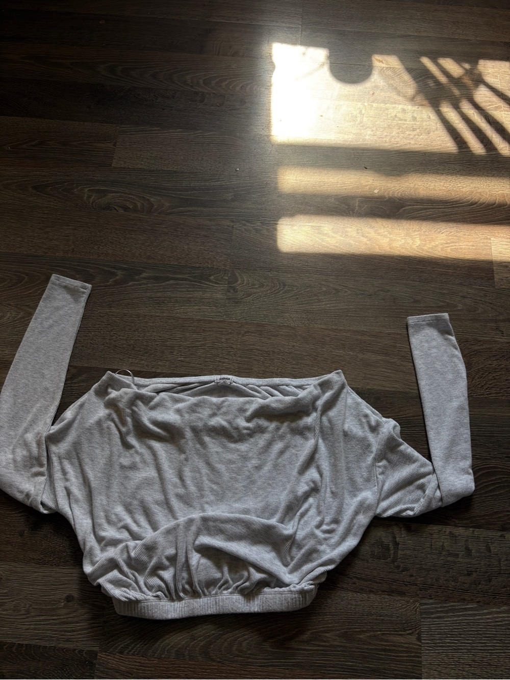 Garage Light Gray Ribbed Off-Shoulder Top - Picture 2 of 3